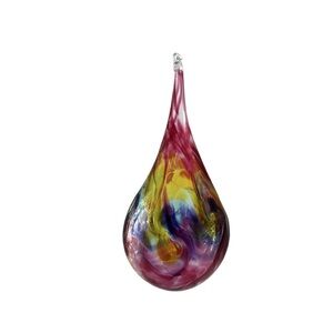 Sunrise Glassworks Hand Blown Art Glass Teardrop Ornament Swirl Decor 11in